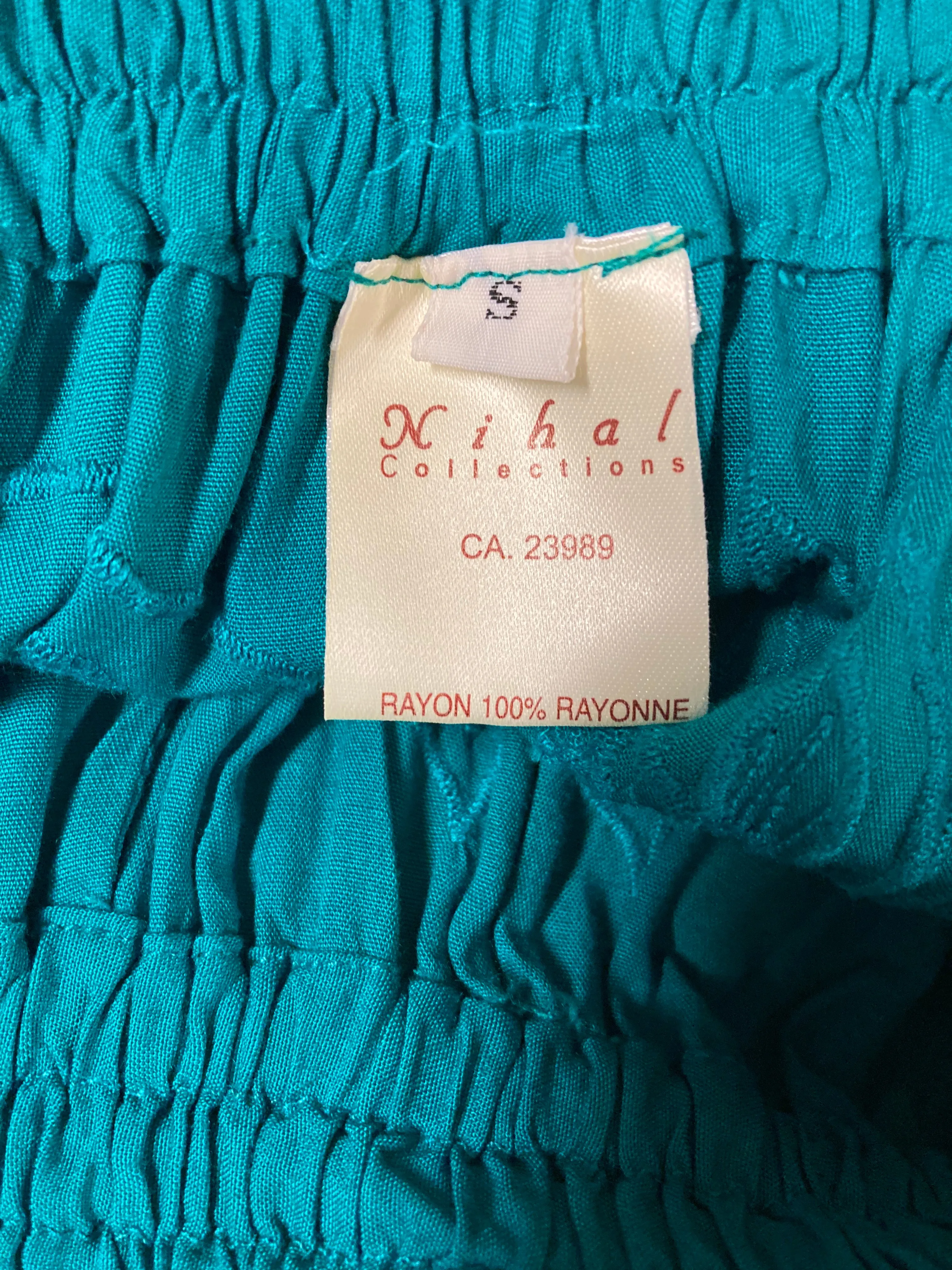 80s/90s Embroidered Rayon Skirt, Size O/S, Emerald Green Embroidered Skirt
