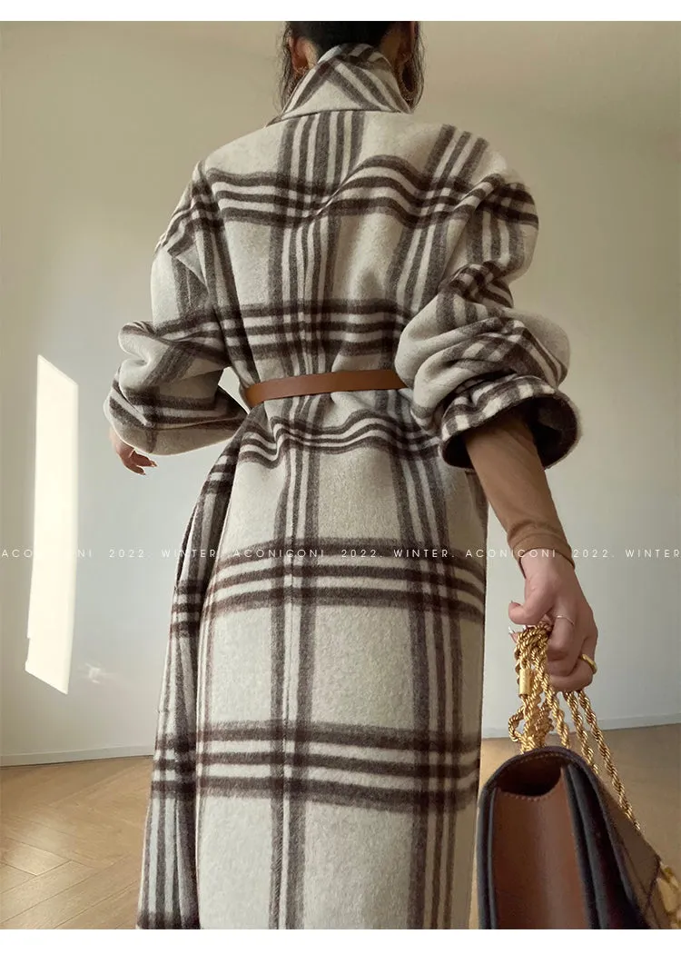 Aconiconi| Double-sided tweed plaid winter coat jacket  - Poems of the North Island