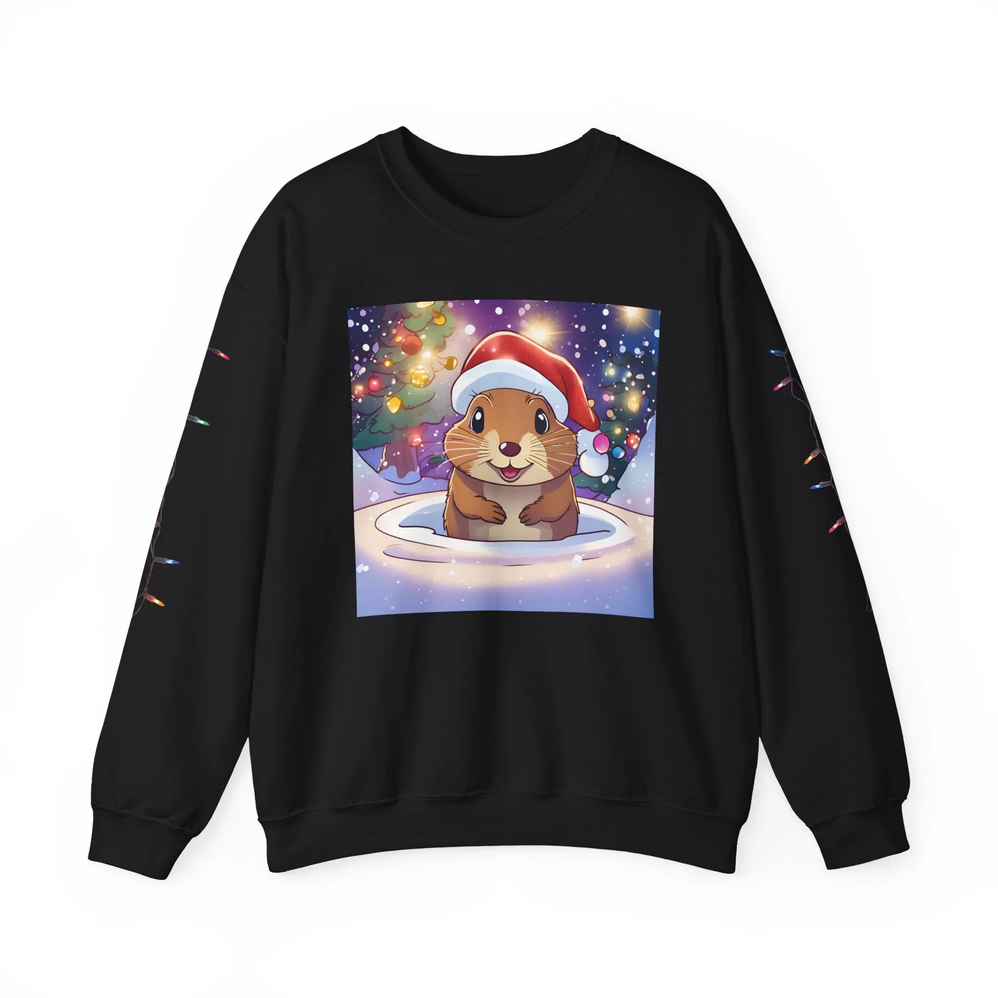 Adorable Christmas Otter Sweatshirt with Festive Lights