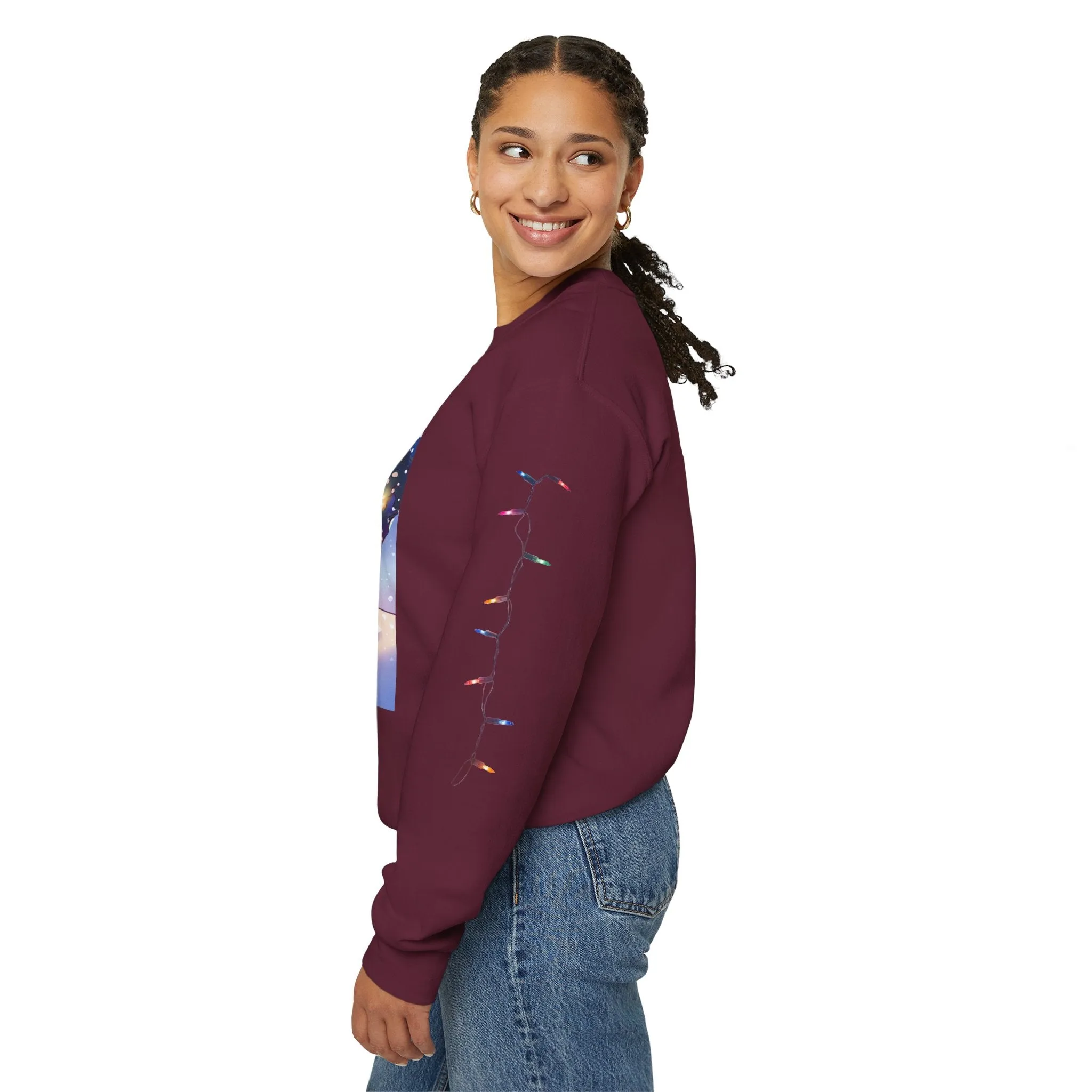 Adorable Christmas Otter Sweatshirt with Festive Lights
