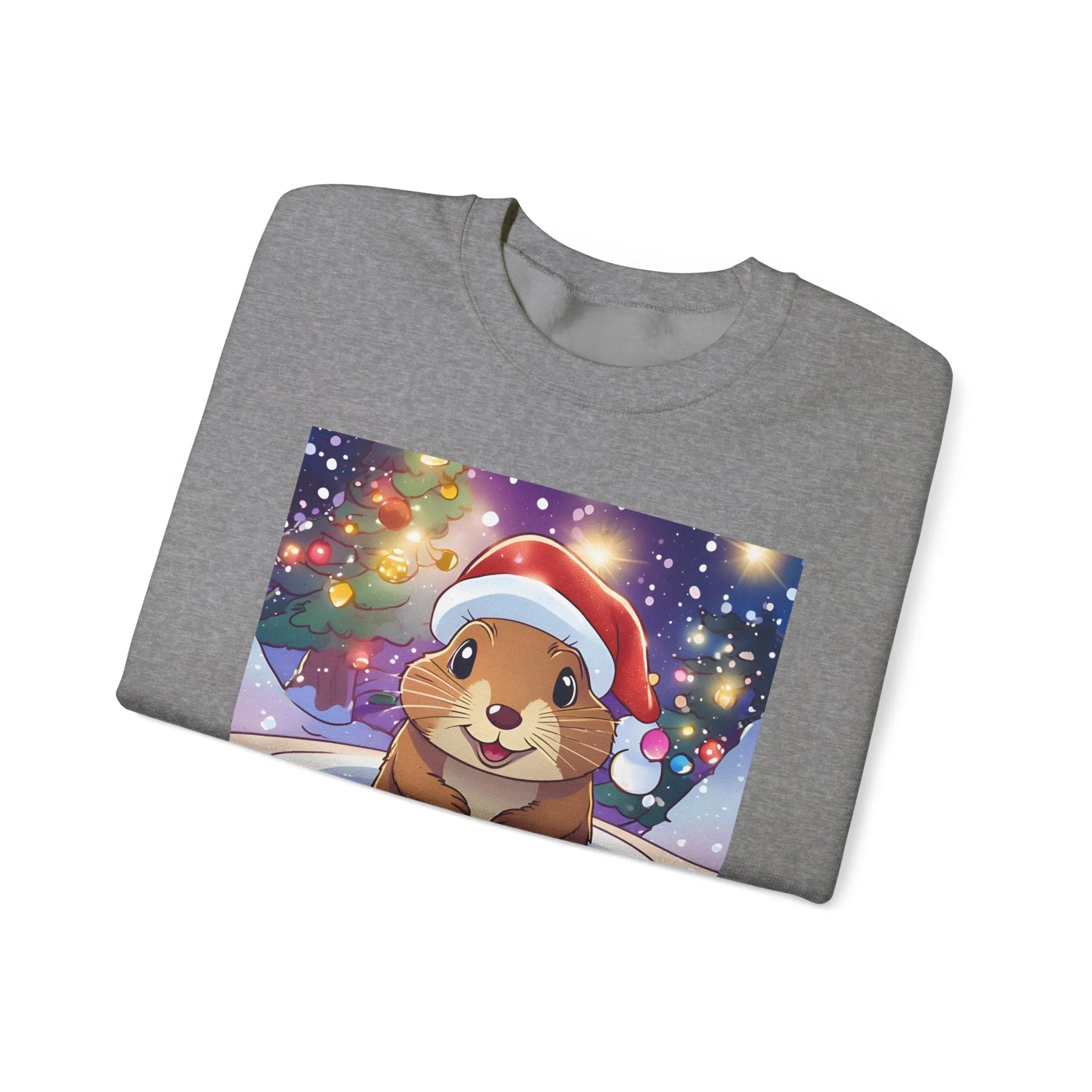 Adorable Christmas Otter Sweatshirt with Festive Lights