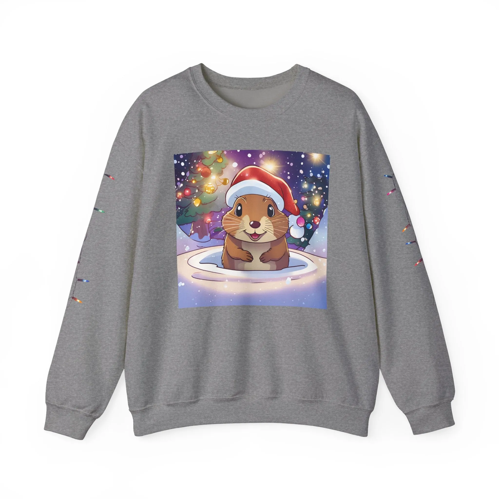 Adorable Christmas Otter Sweatshirt with Festive Lights