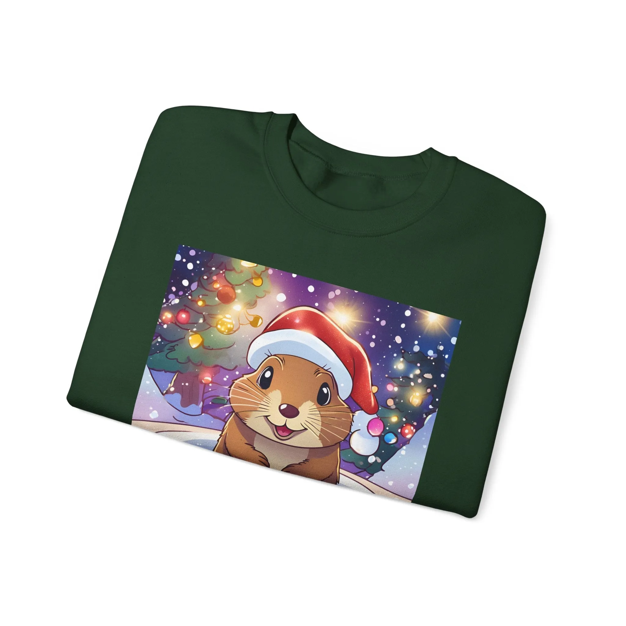Adorable Christmas Otter Sweatshirt with Festive Lights