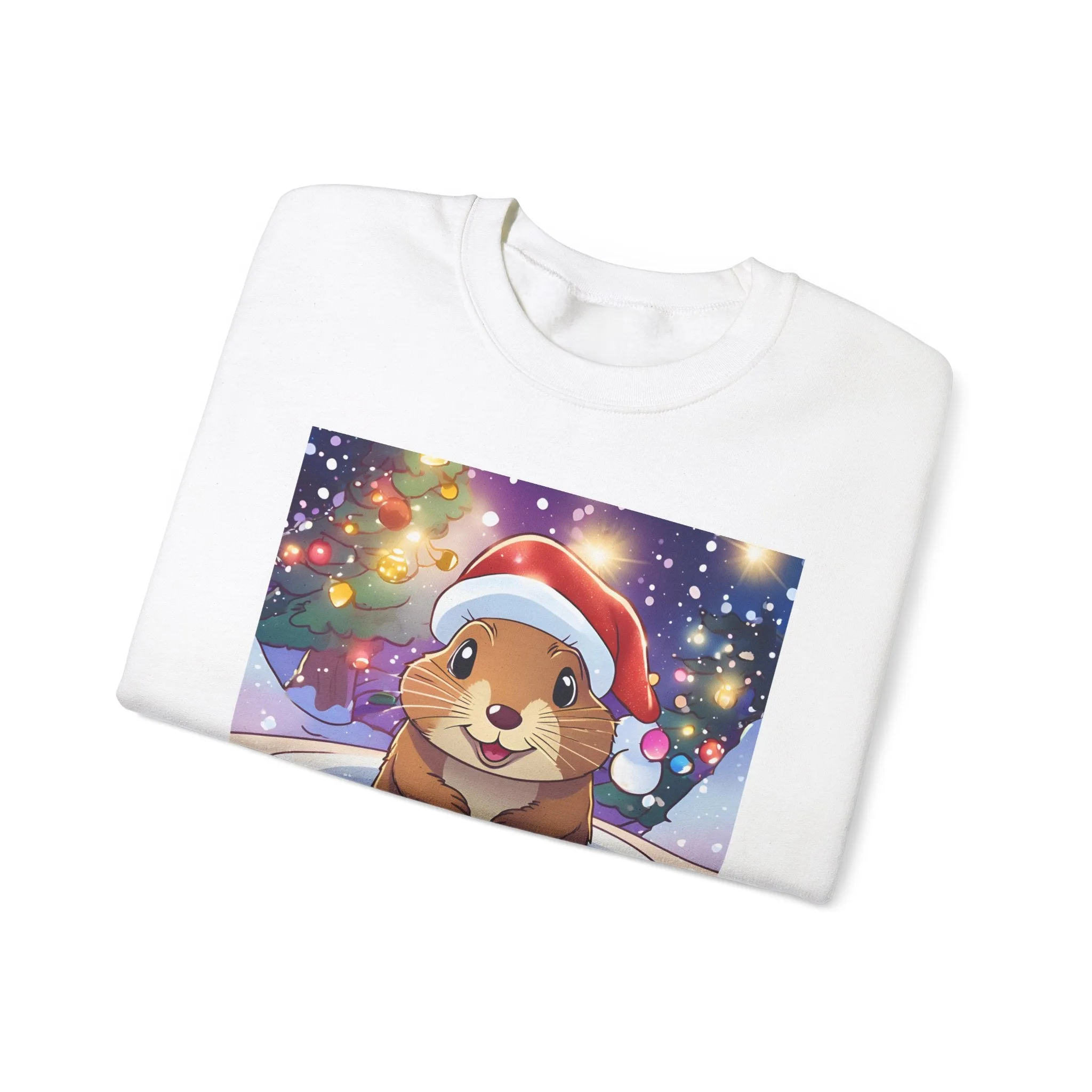 Adorable Christmas Otter Sweatshirt with Festive Lights
