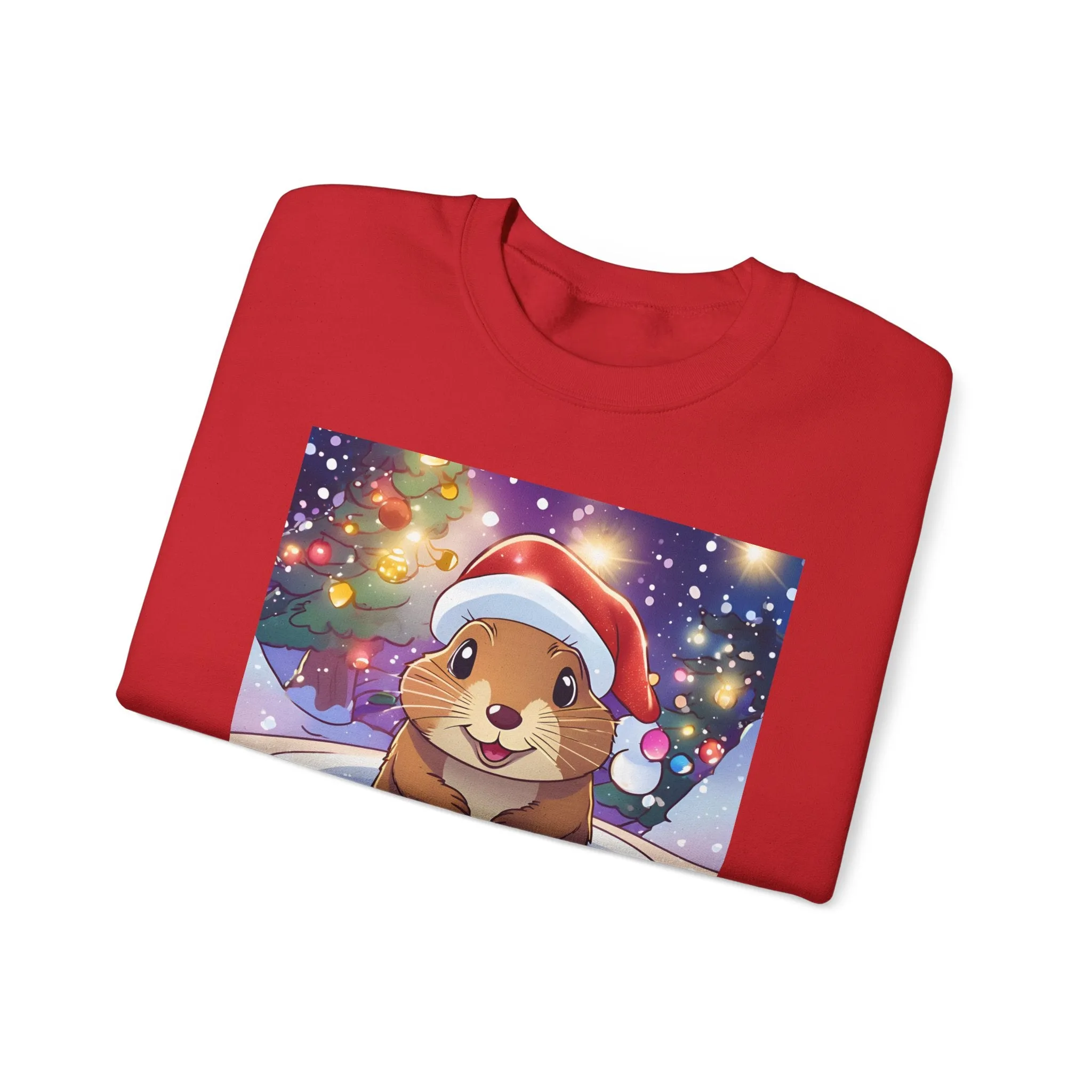 Adorable Christmas Otter Sweatshirt with Festive Lights