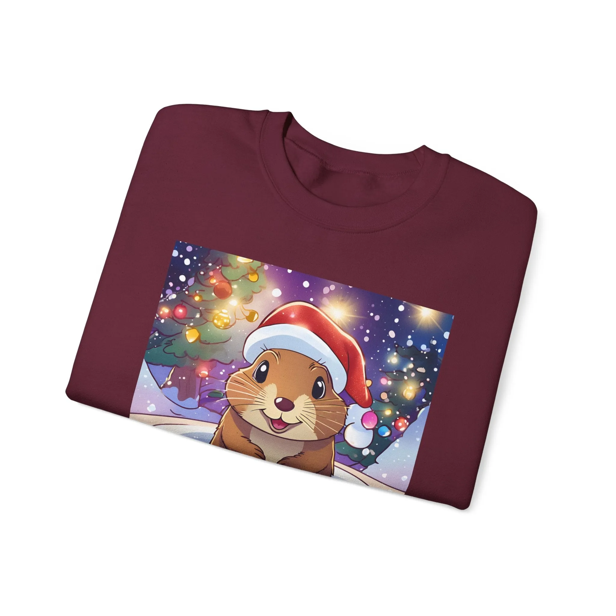 Adorable Christmas Otter Sweatshirt with Festive Lights