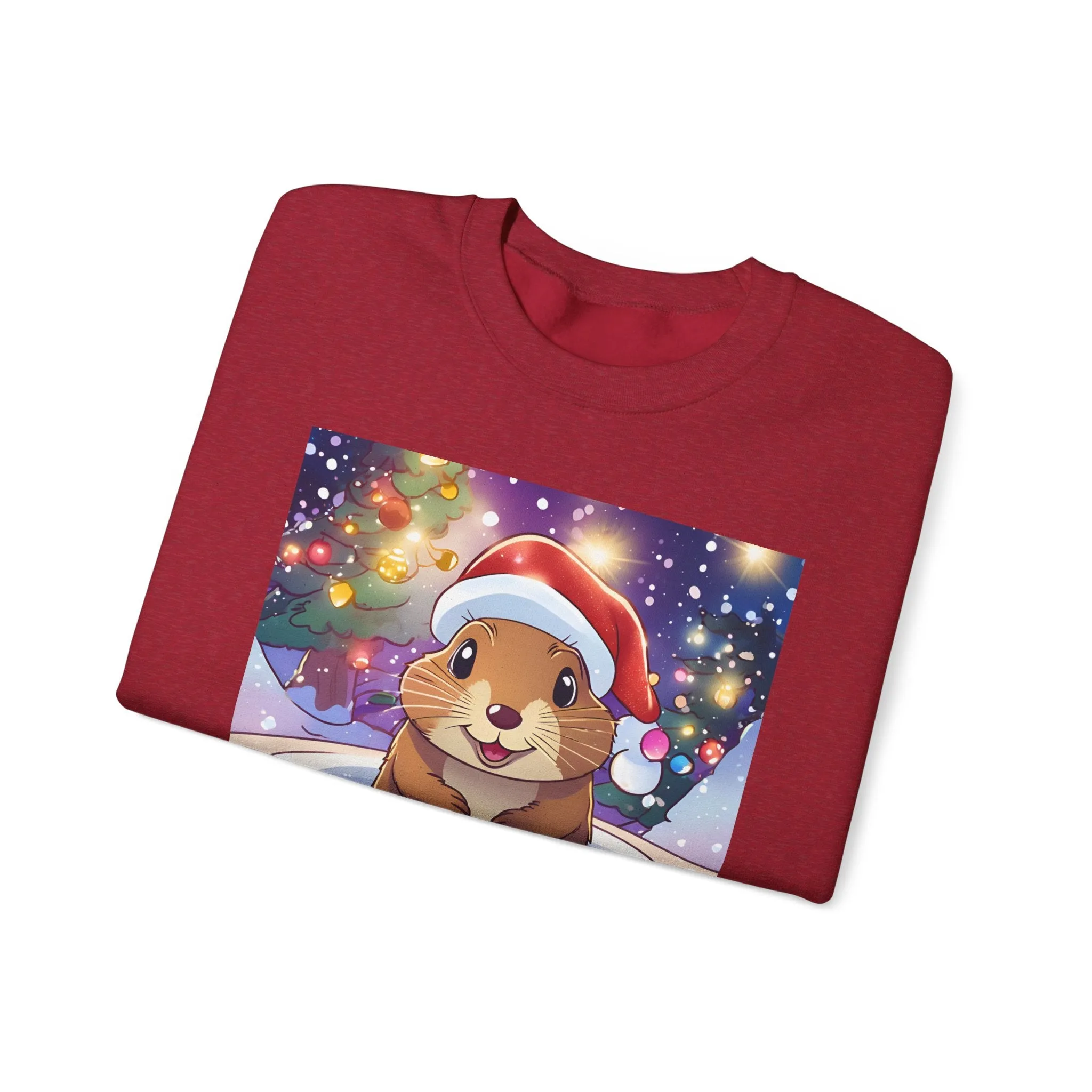 Adorable Christmas Otter Sweatshirt with Festive Lights