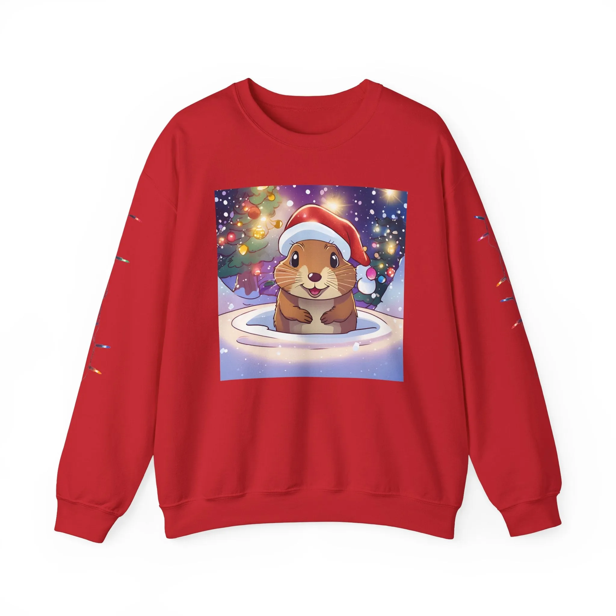 Adorable Christmas Otter Sweatshirt with Festive Lights