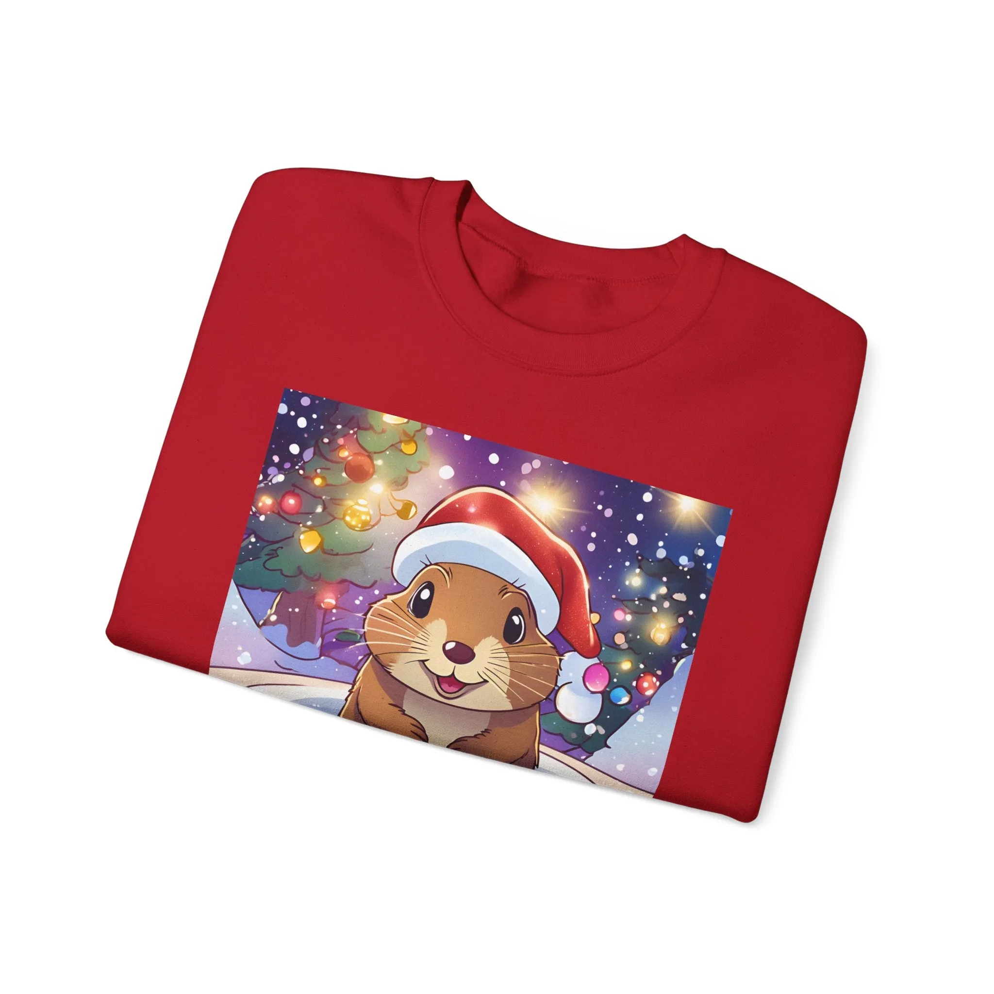 Adorable Christmas Otter Sweatshirt with Festive Lights
