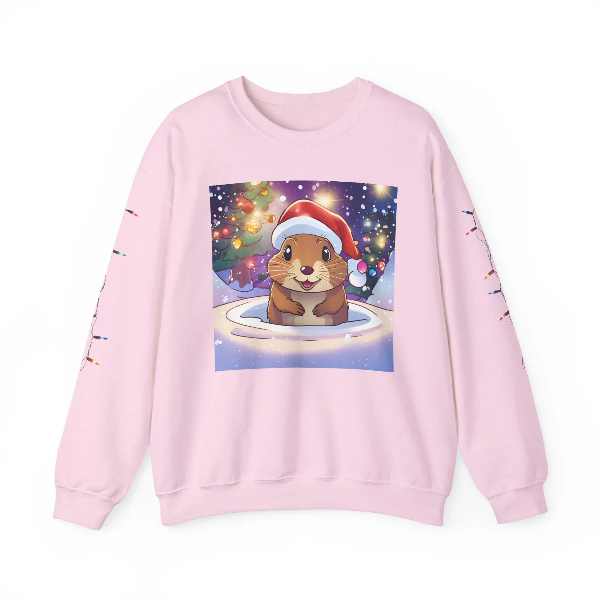 Adorable Christmas Otter Sweatshirt with Festive Lights