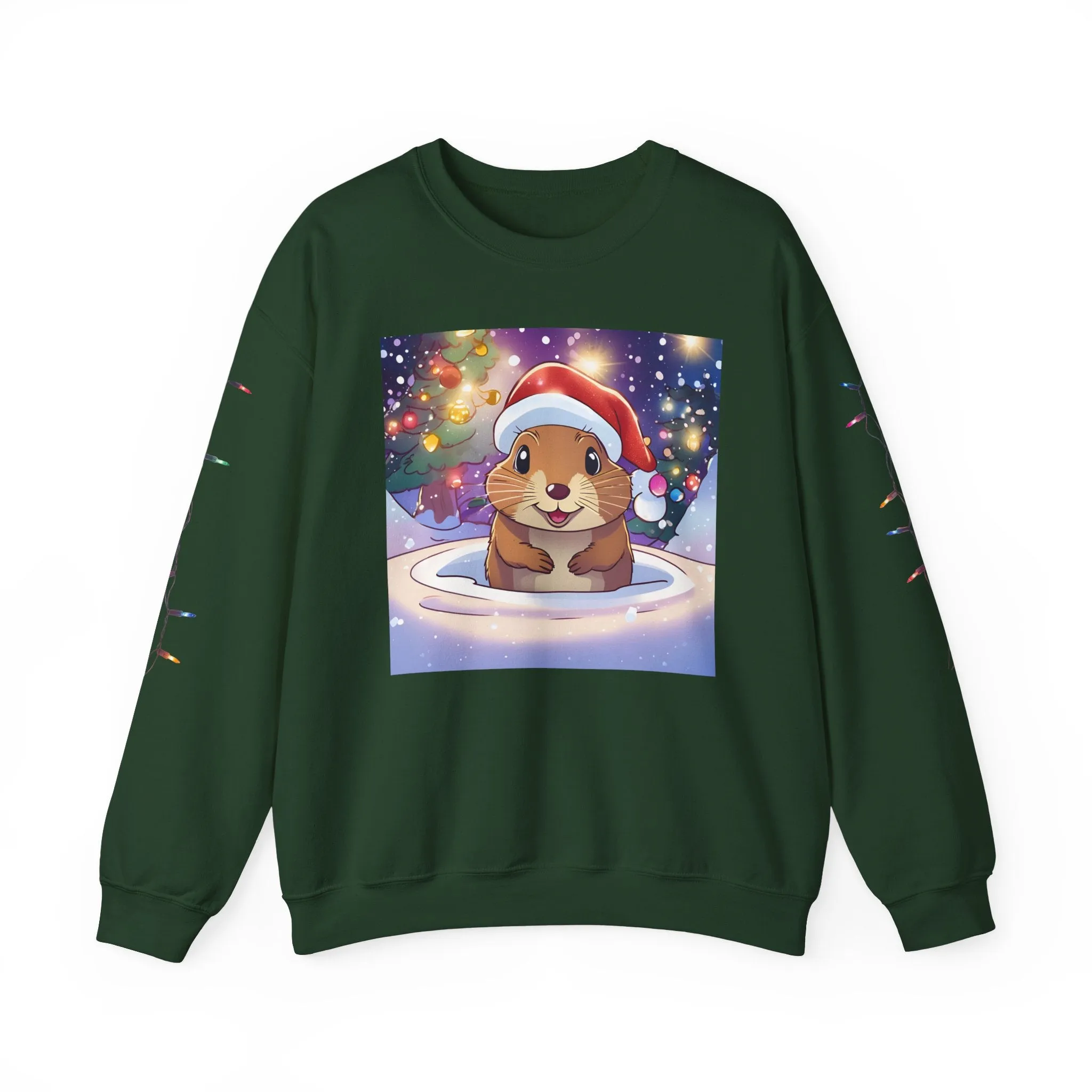 Adorable Christmas Otter Sweatshirt with Festive Lights