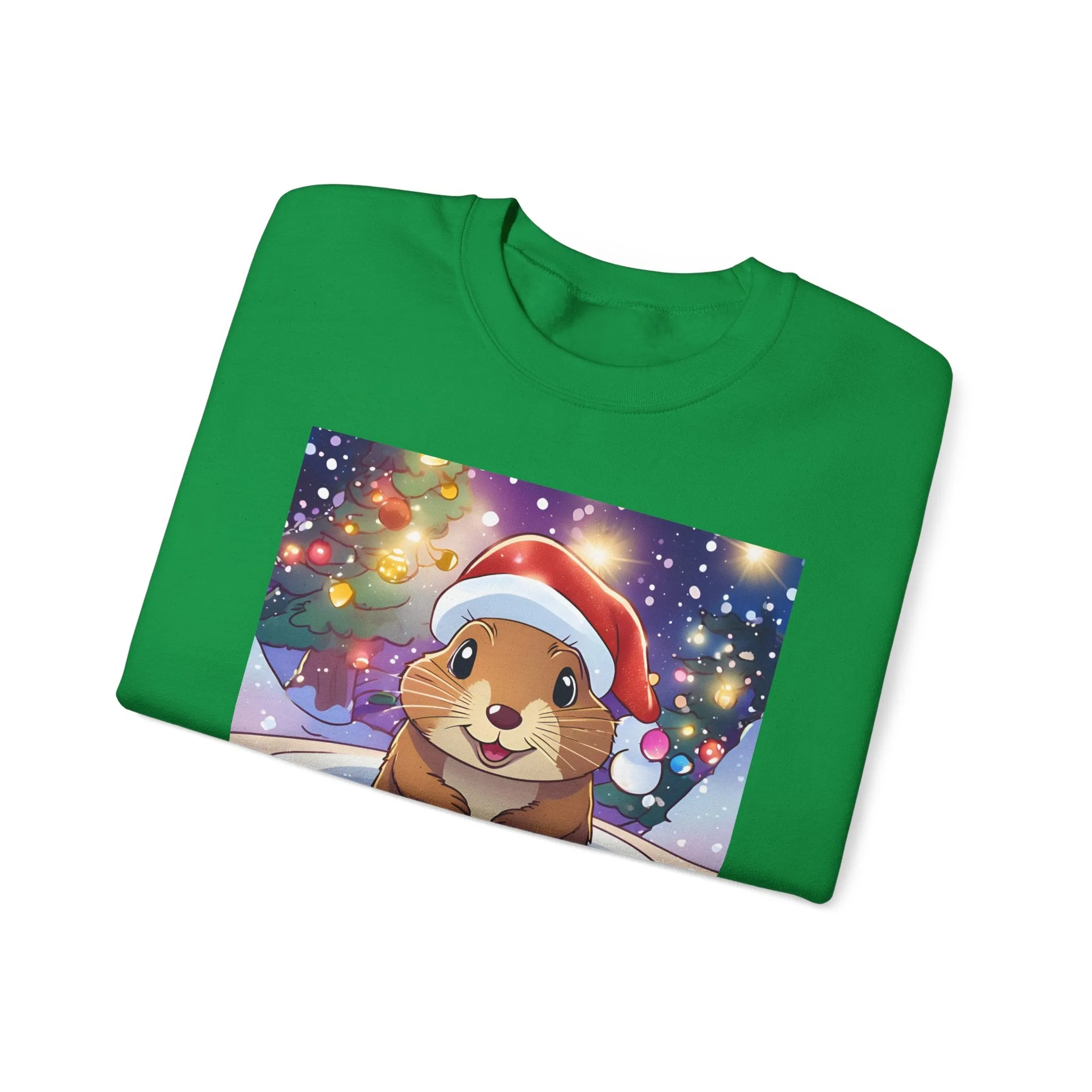 Adorable Christmas Otter Sweatshirt with Festive Lights
