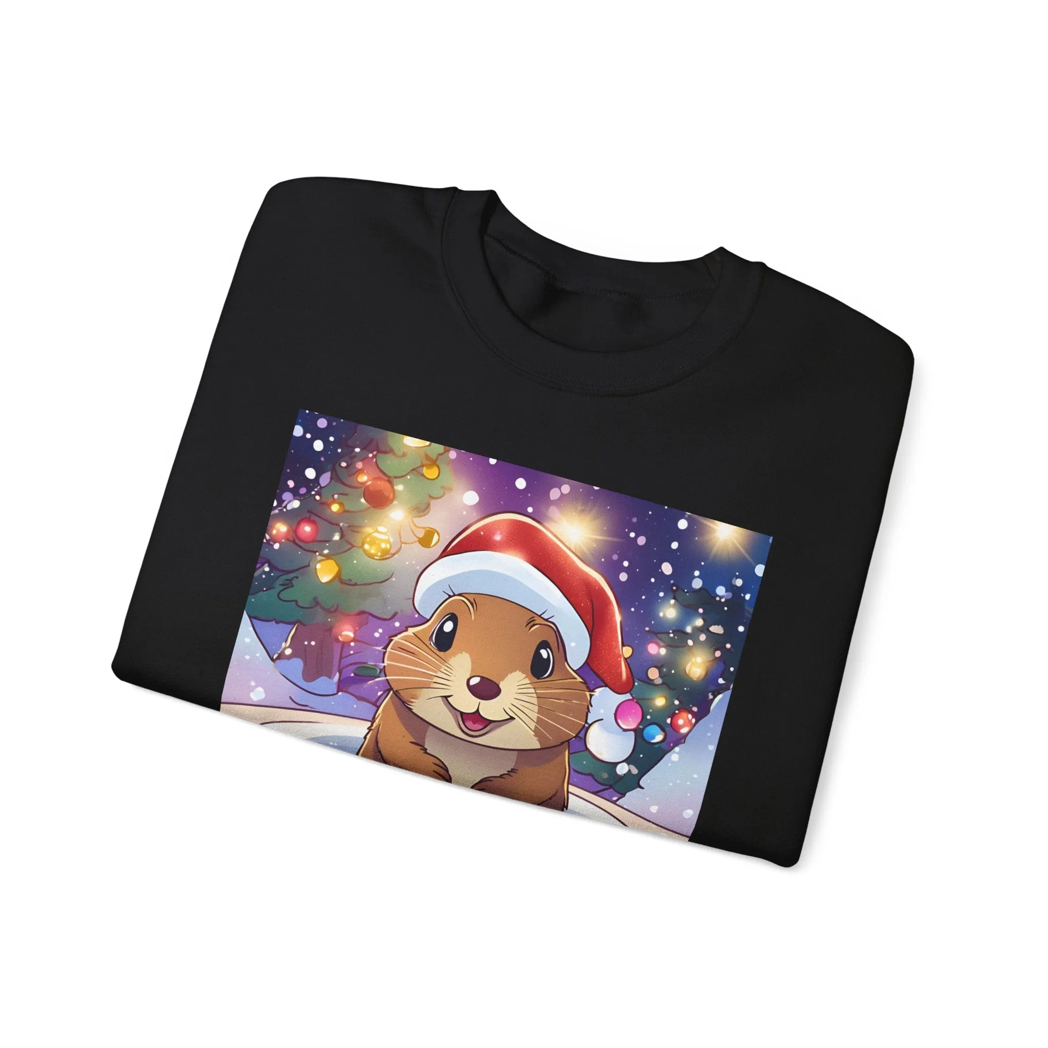 Adorable Christmas Otter Sweatshirt with Festive Lights