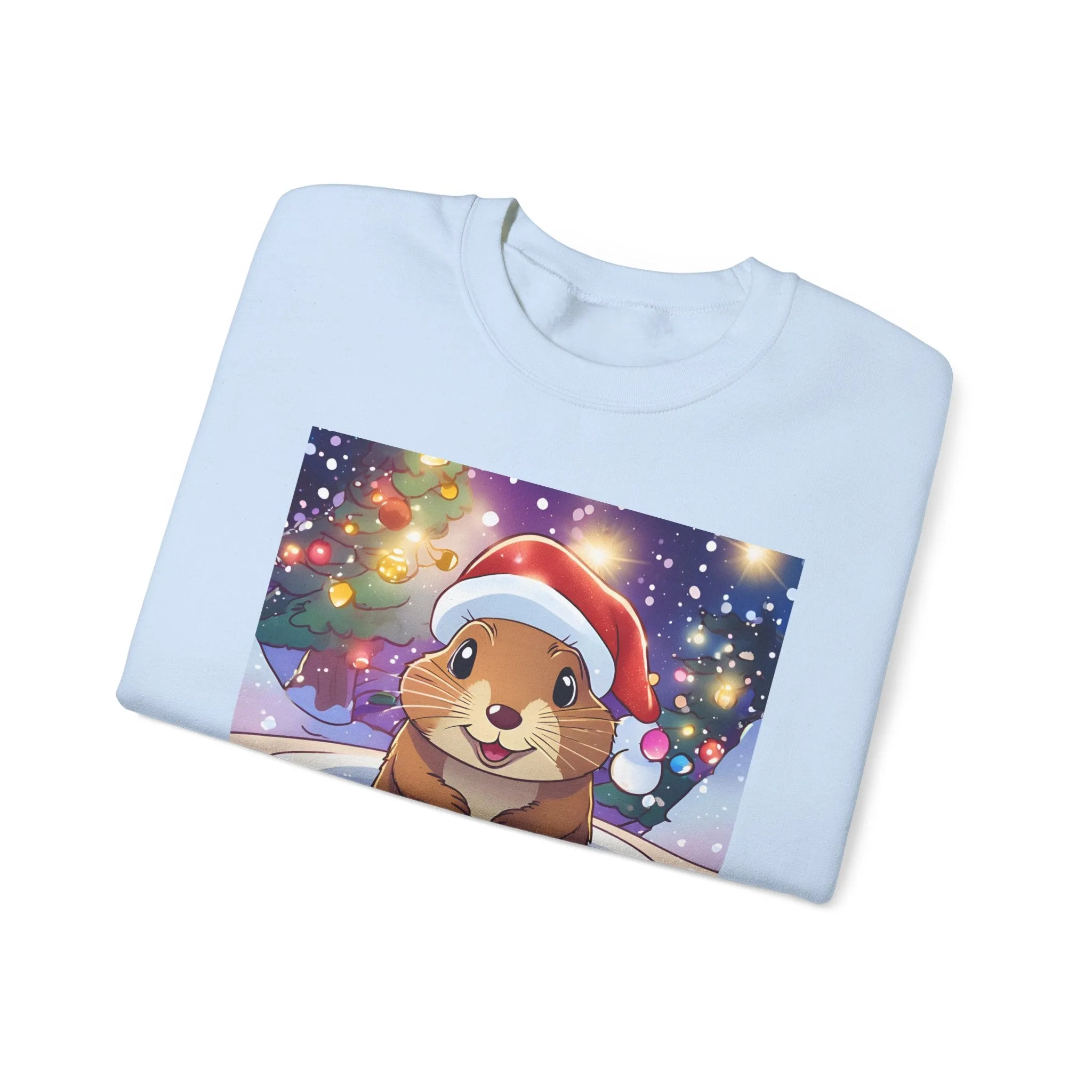 Adorable Christmas Otter Sweatshirt with Festive Lights
