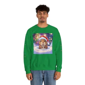 Adorable Christmas Otter Sweatshirt with Festive Lights