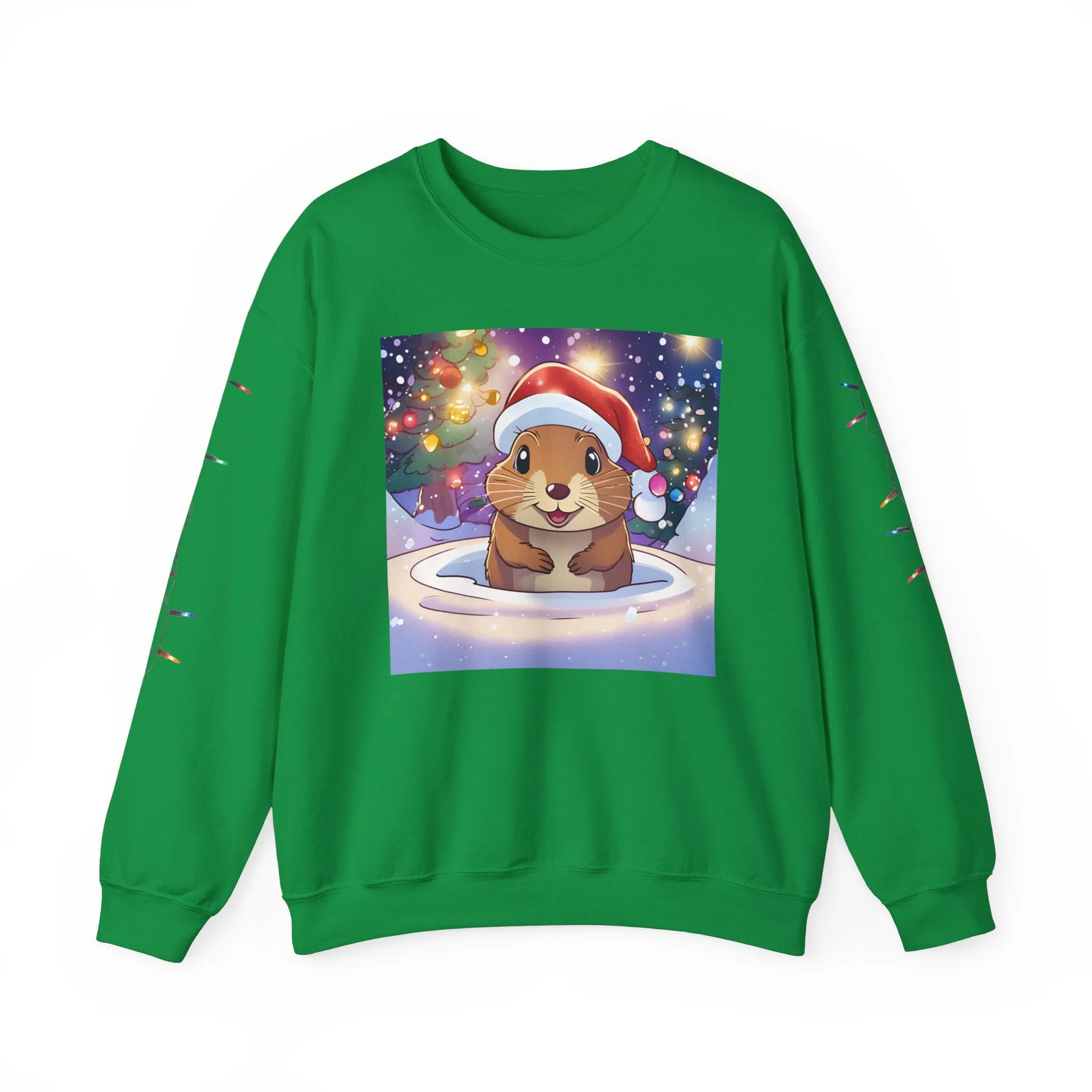 Adorable Christmas Otter Sweatshirt with Festive Lights
