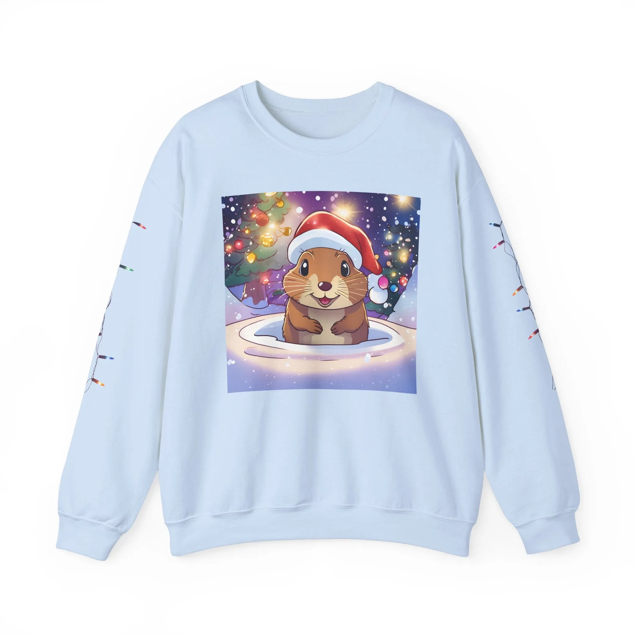 Adorable Christmas Otter Sweatshirt with Festive Lights