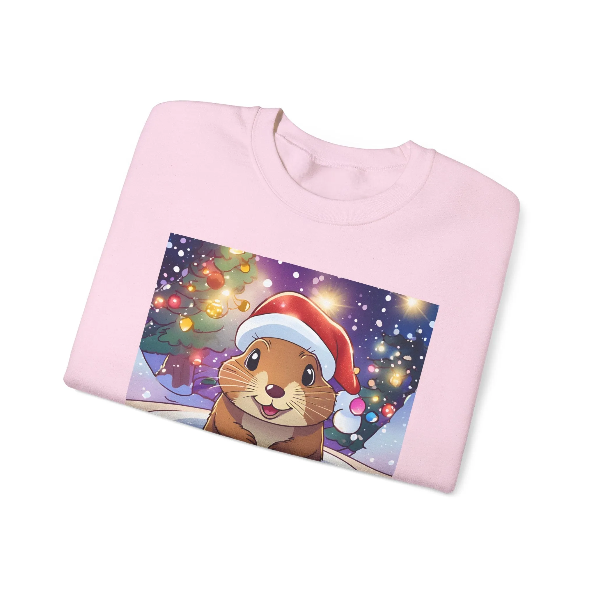 Adorable Christmas Otter Sweatshirt with Festive Lights
