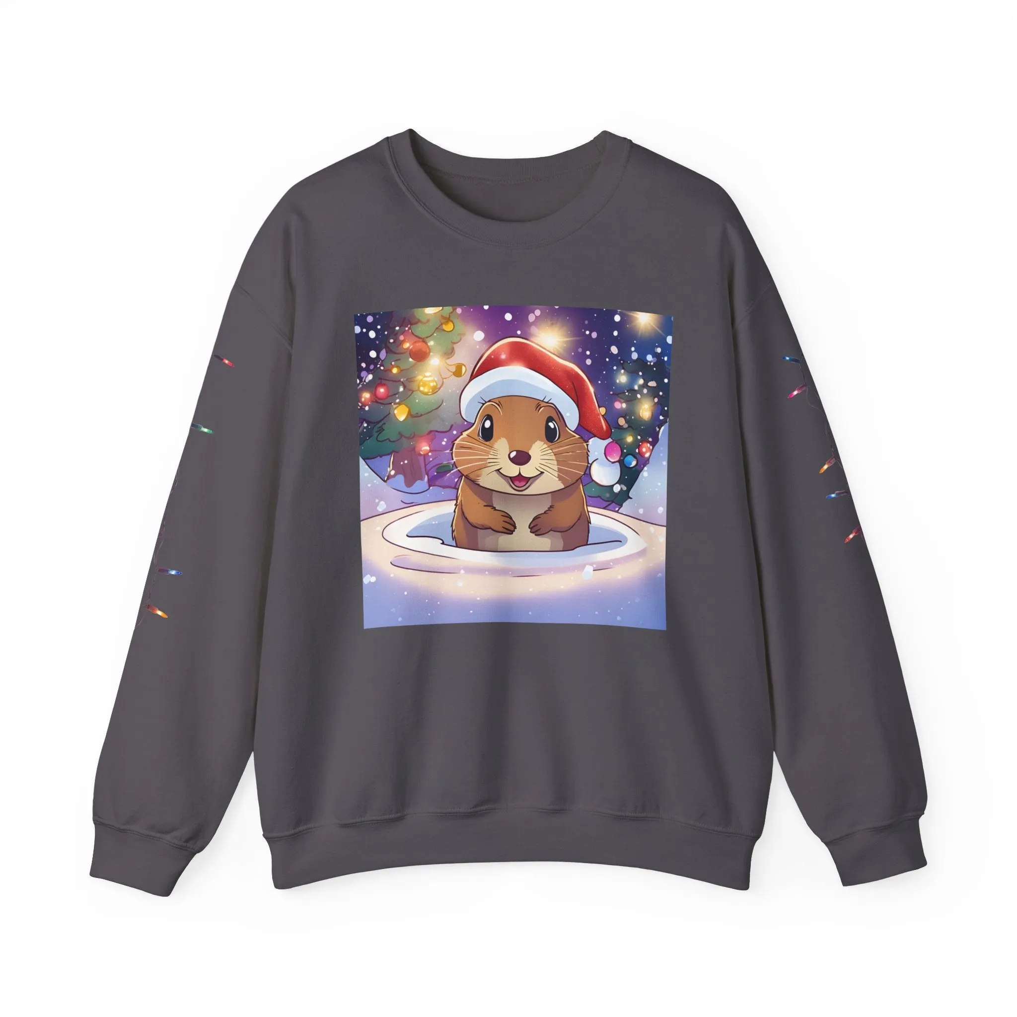 Adorable Christmas Otter Sweatshirt with Festive Lights