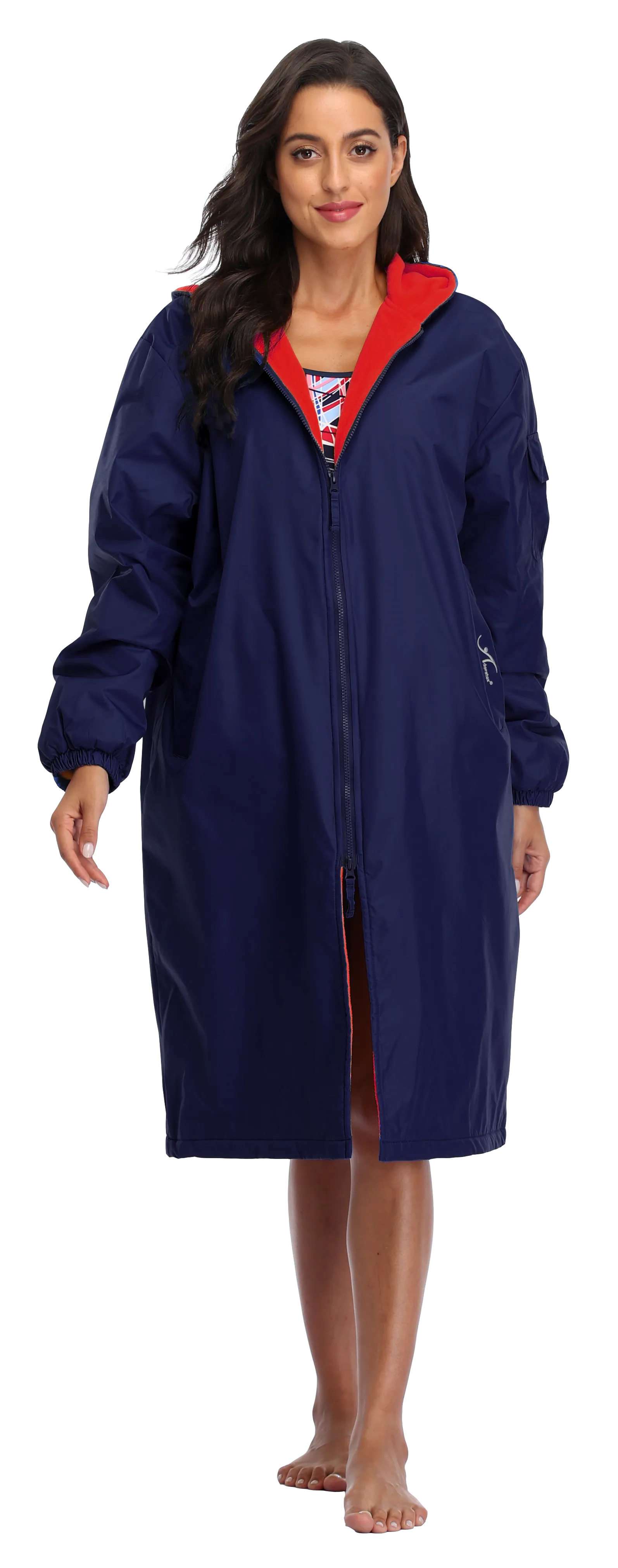 Adoretex Unisex Water Resistant Swim Parka for Adults and Kids Red Lining (PK005)