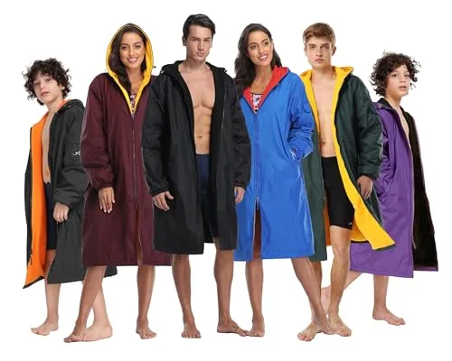 Adoretex Unisex Water Resistant Swim Parka for Adults and Kids Red Lining (PK005)