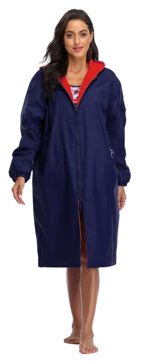Adoretex Unisex Water Resistant Swim Parka for Adults and Kids Red Lining (PK005)