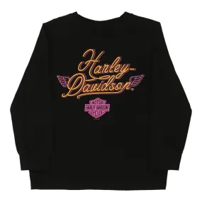 Age 5-6. Harley Davidson Graphic Long Sleeve T-Shirt - XS Black Cotton