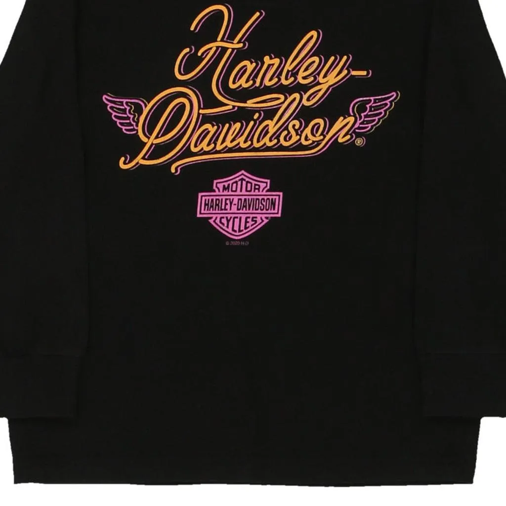 Age 5-6. Harley Davidson Graphic Long Sleeve T-Shirt - XS Black Cotton