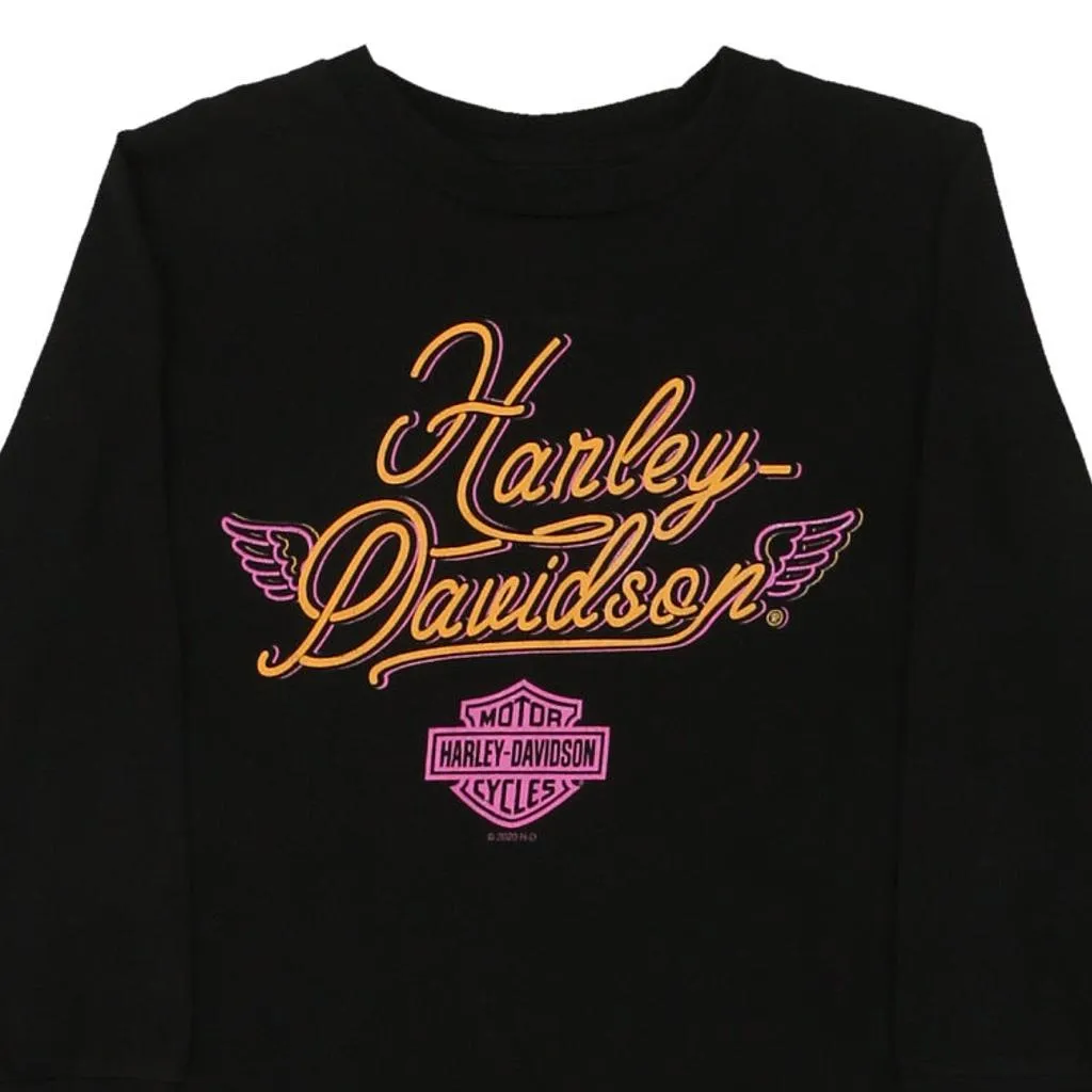 Age 5-6. Harley Davidson Graphic Long Sleeve T-Shirt - XS Black Cotton