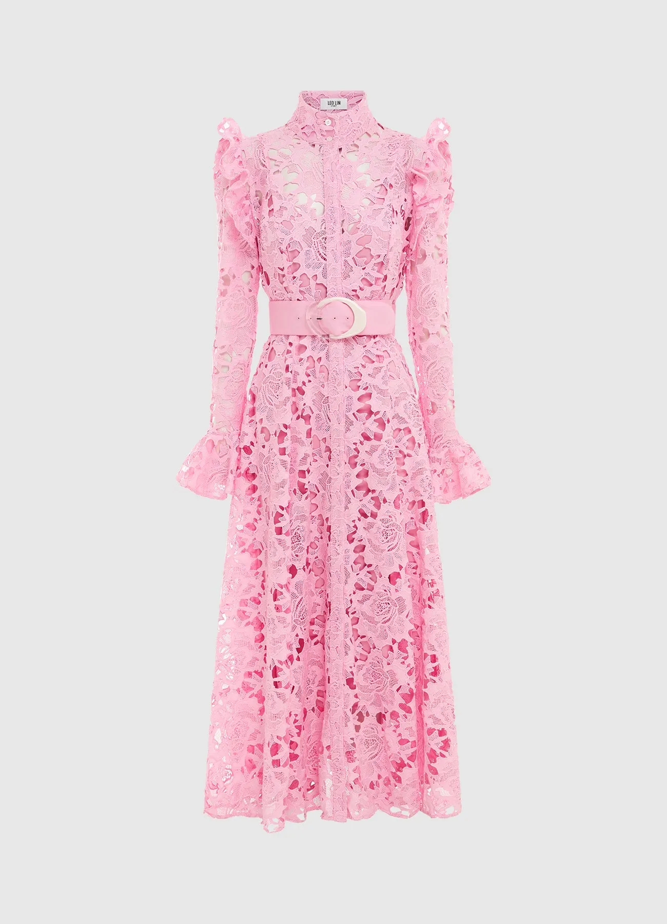 Aliyah Lace Butterfly Sleeve Midi Dress - Candy Pink