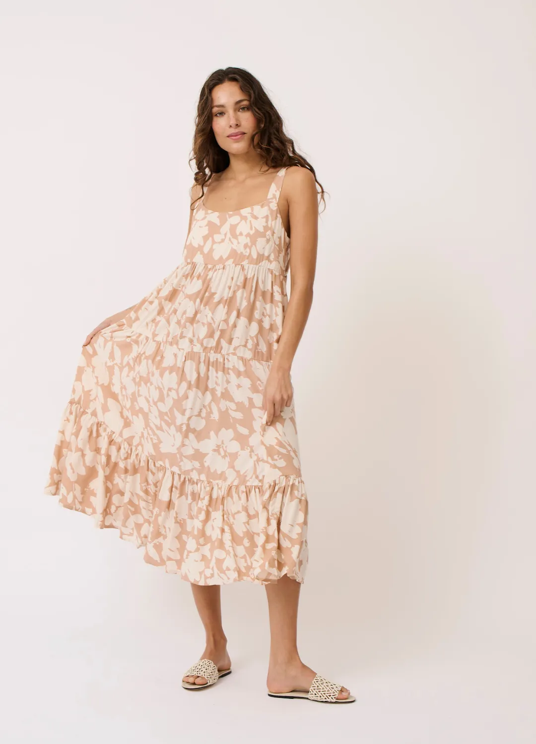 Aria Midi Dress (Floral Sand)