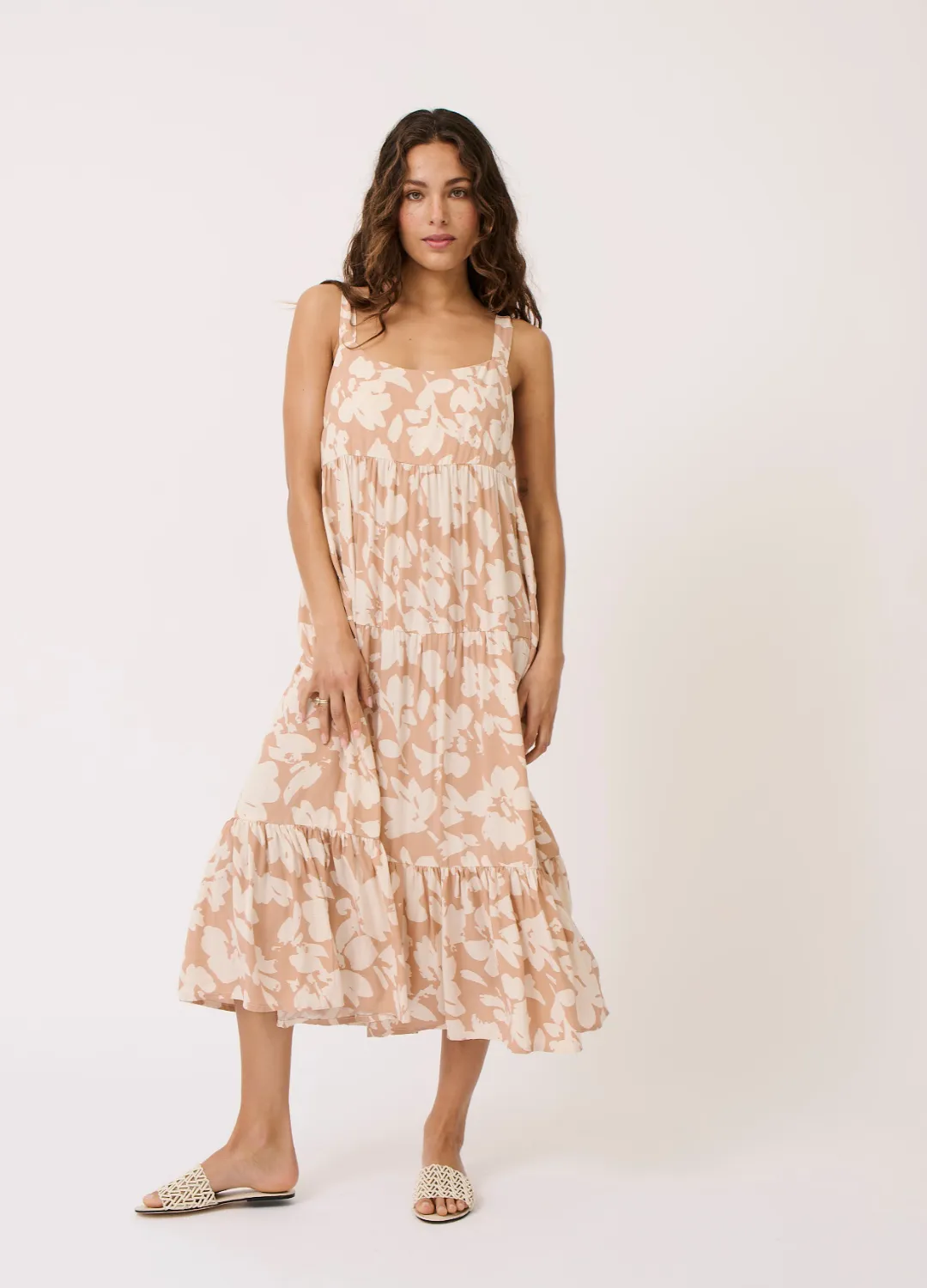 Aria Midi Dress (Floral Sand)