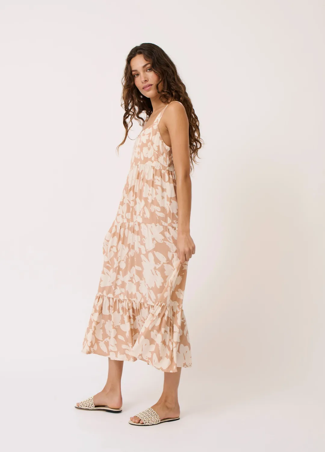 Aria Midi Dress (Floral Sand)