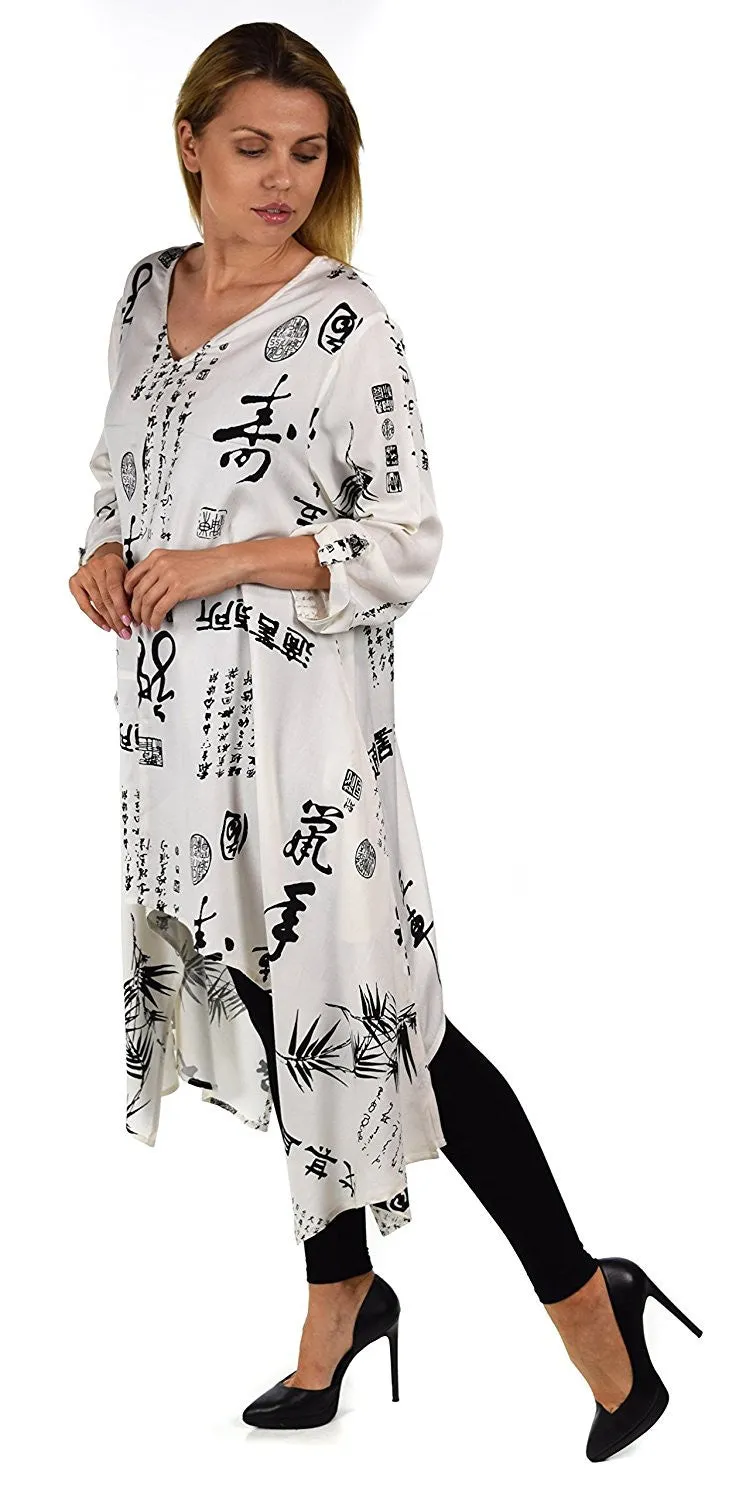 Asymmetrical Swing Tunic, Japanese print Tunic Dress, Women Tunic, Asymmetrical tunic in Plus Sizes
