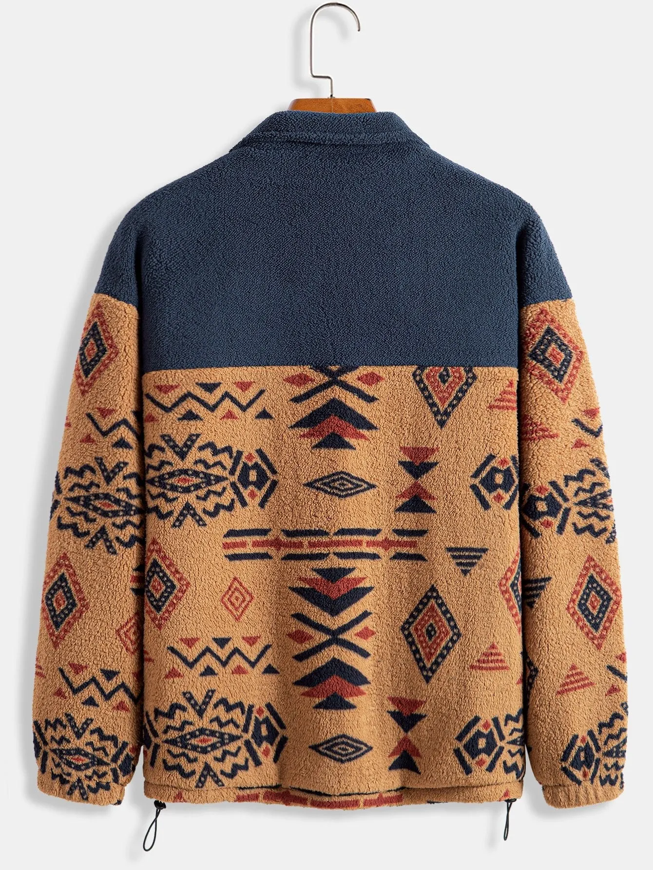 Aztec Print Patchwork Teddy Fleece Coat