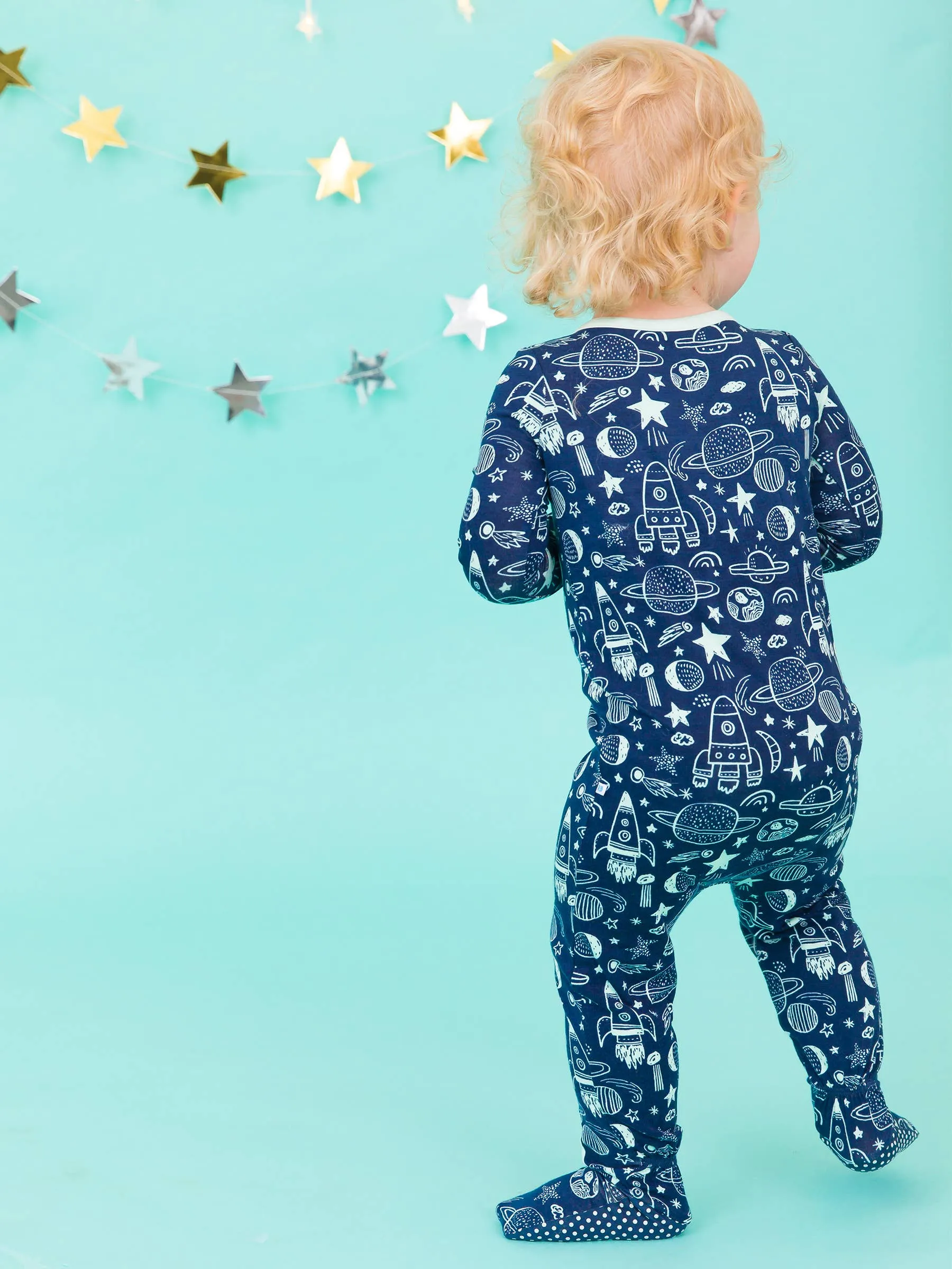 Baby Boys Blast Off Bamboo Viscose Footed One Piece Pajama