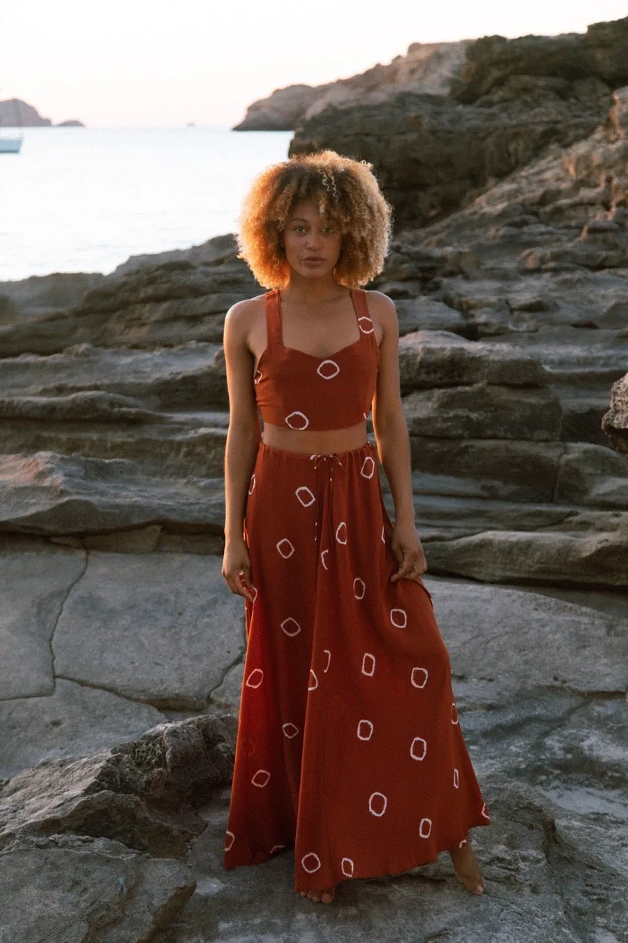BALEARES MAXI SKIRT TIGER'S EYE BANDHANI