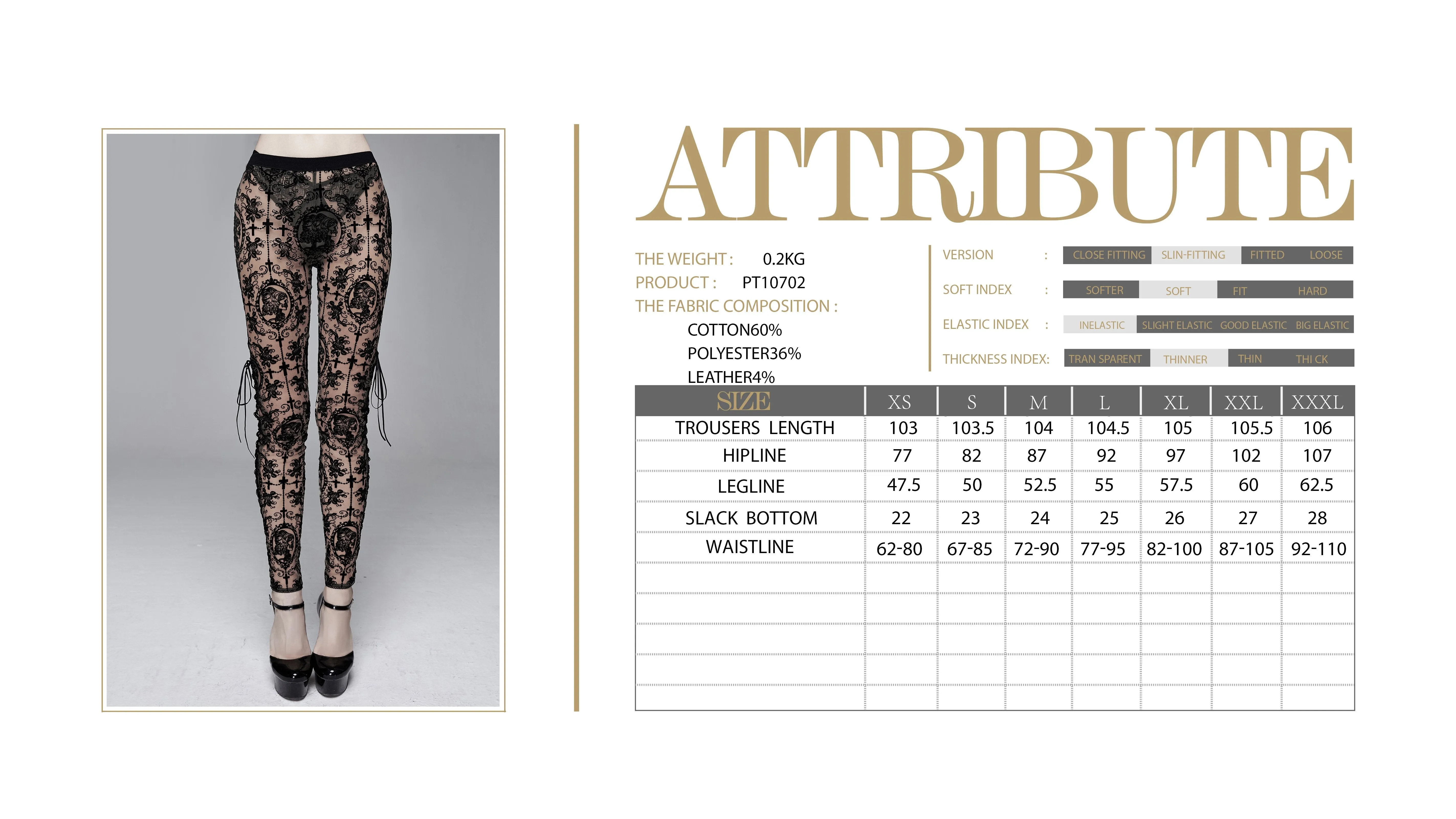 'Bathory' Gothic Patterned Mesh Leggings