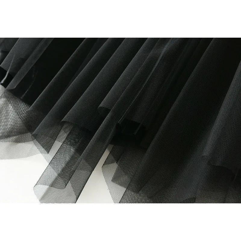 Beading Layered Hem High Waist Skirt