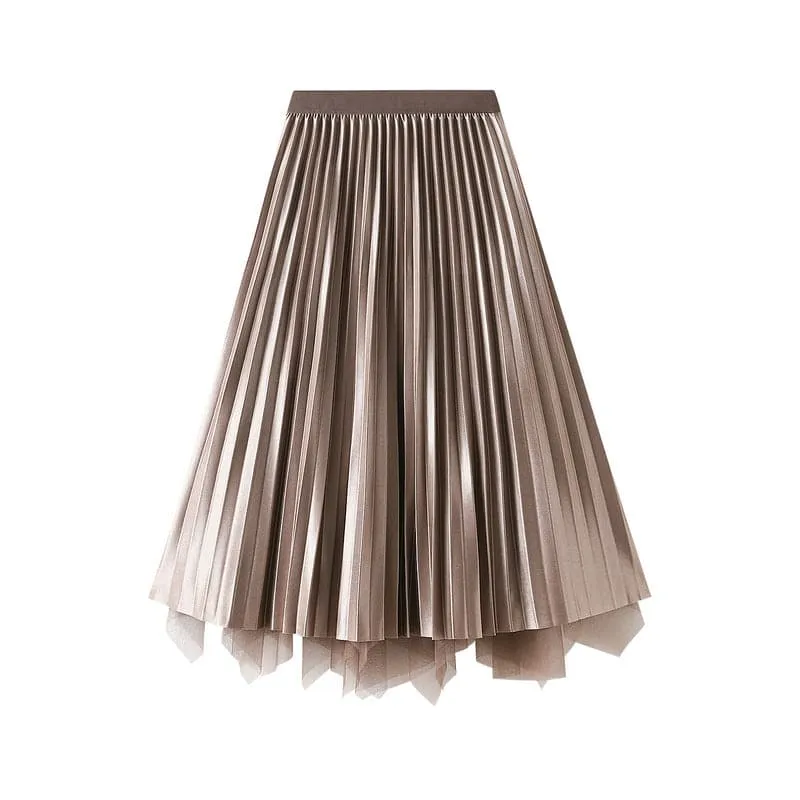 Beading Layered Hem High Waist Skirt