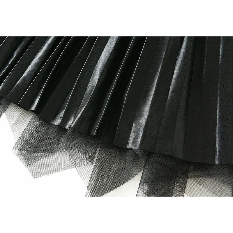 Beading Layered Hem High Waist Skirt