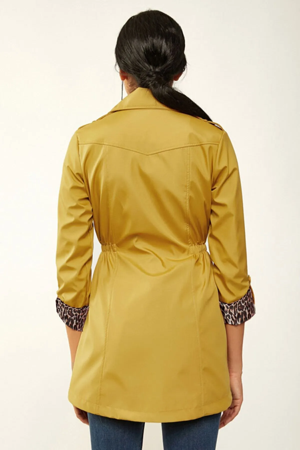BGD Women Waist Pleated Trench Coat - Mustard - Avondale