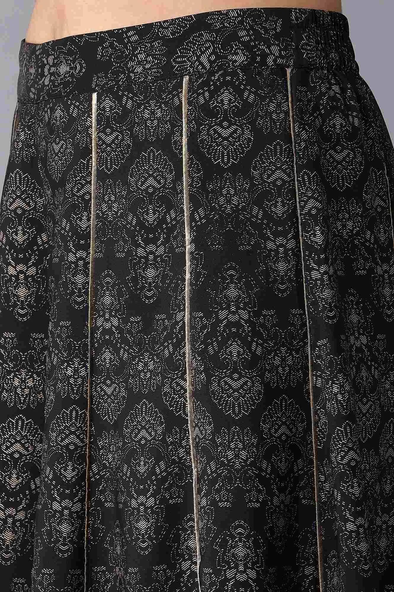 Black Layered kurta-Divided Skirt Set