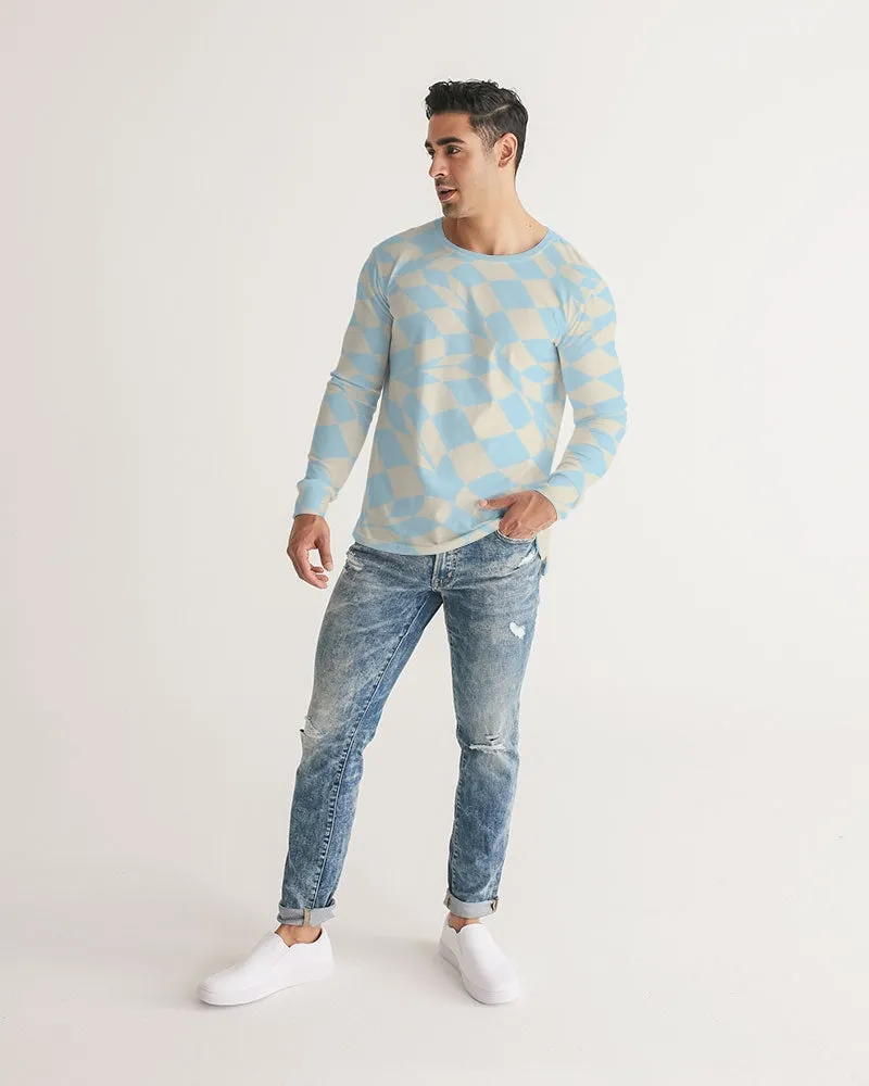 Blue & Vanilla Ripple Check Men's Long Sleeve Tee