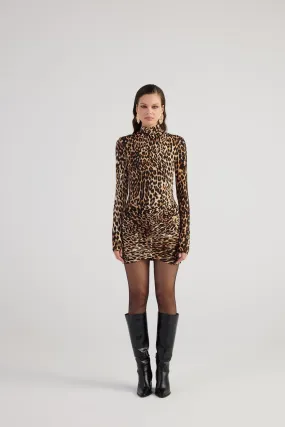 Britney Leopard Print Dress Coffee
