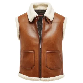 Brown Shearling-Lined Leather Vest – Warm Style in Handcrafted Leather | El Zoro