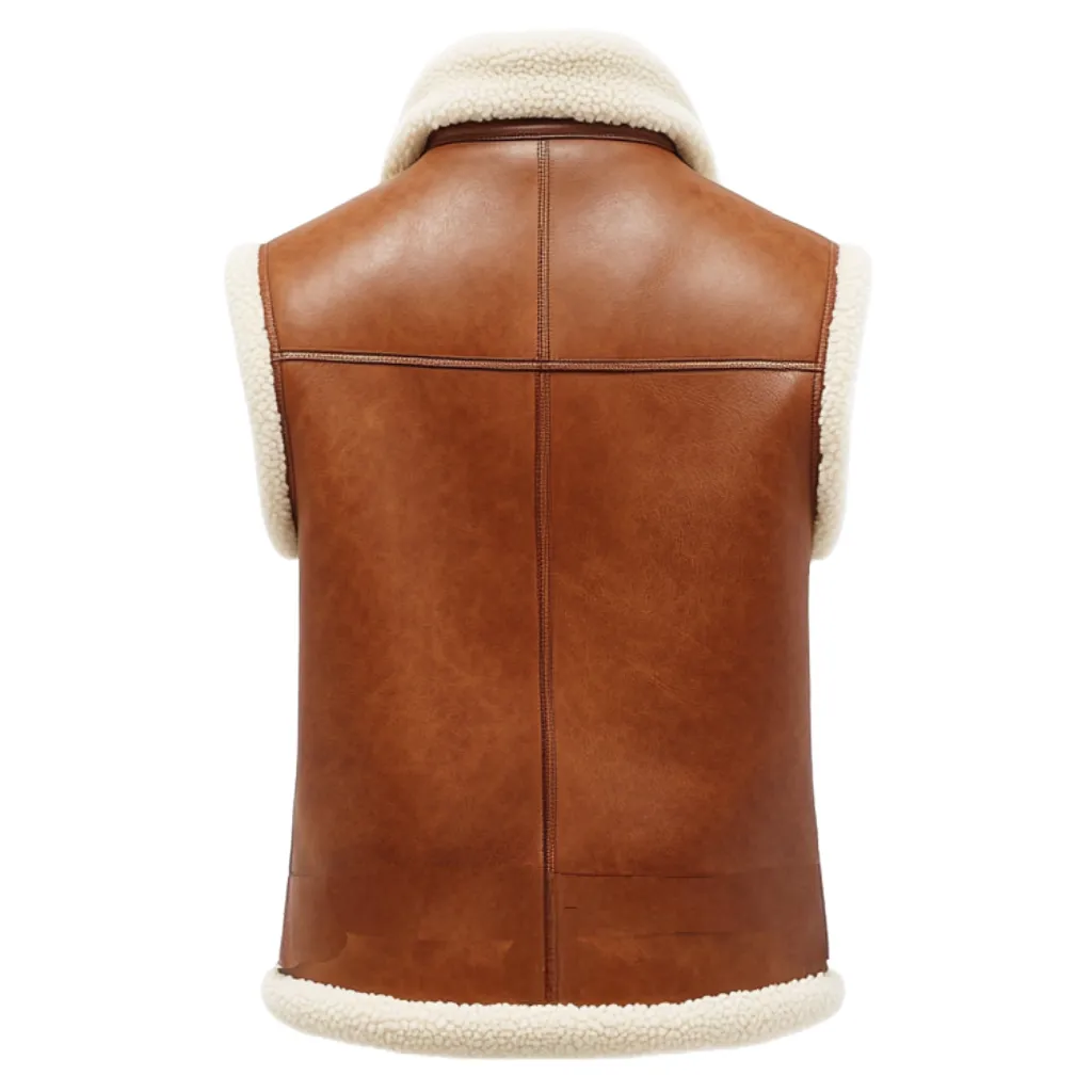 Brown Shearling-Lined Leather Vest – Warm Style in Handcrafted Leather | El Zoro