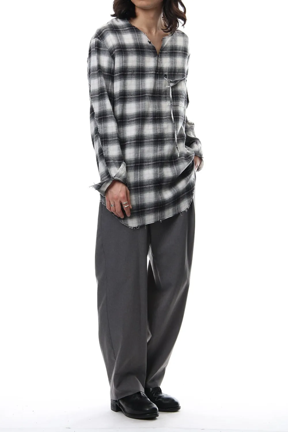 BUTTON & STRING TUNIC CHECK