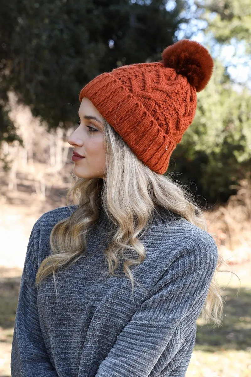 Cable Knit Pom Beanie