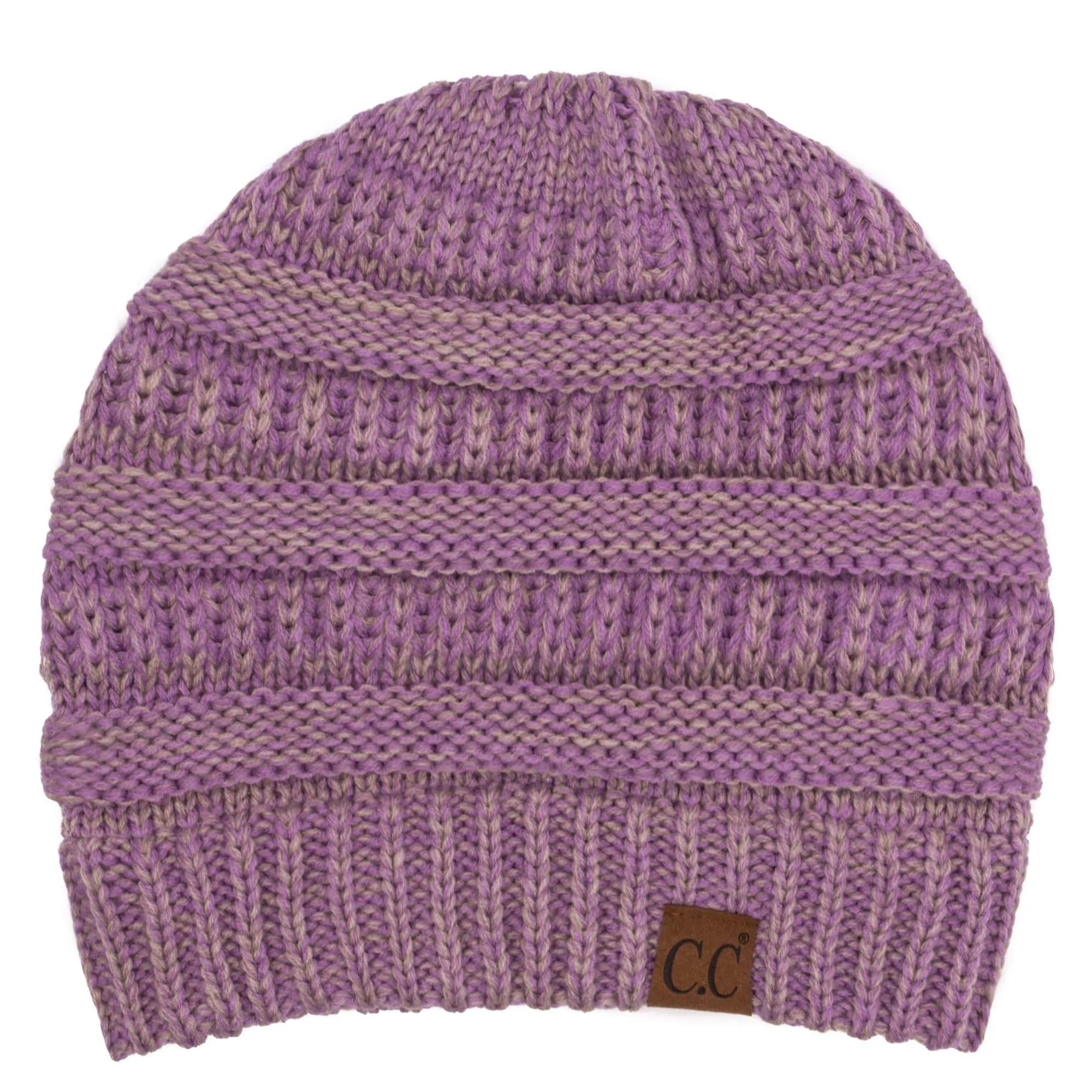 C.C YJ800 - Trendy Warm Chunky Soft Stretch Two-Toned Cable Knit Beanie Skully